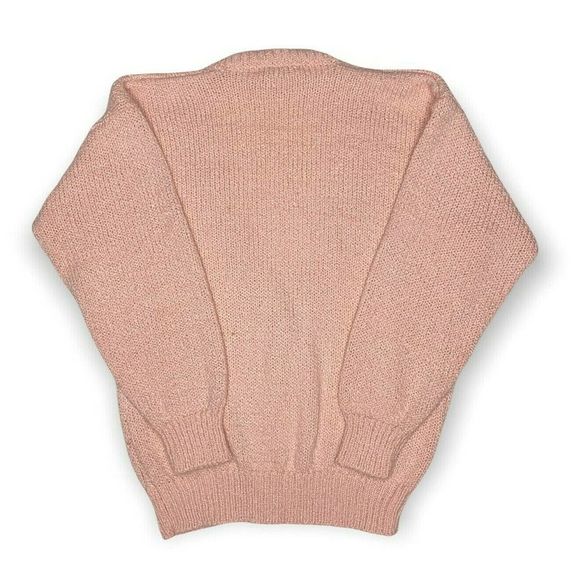 Pink Knit Cardigan Sweater Crystal Kobe Size Medium Cute Girly Vintage 90's Warm - Picture 3 of 6
